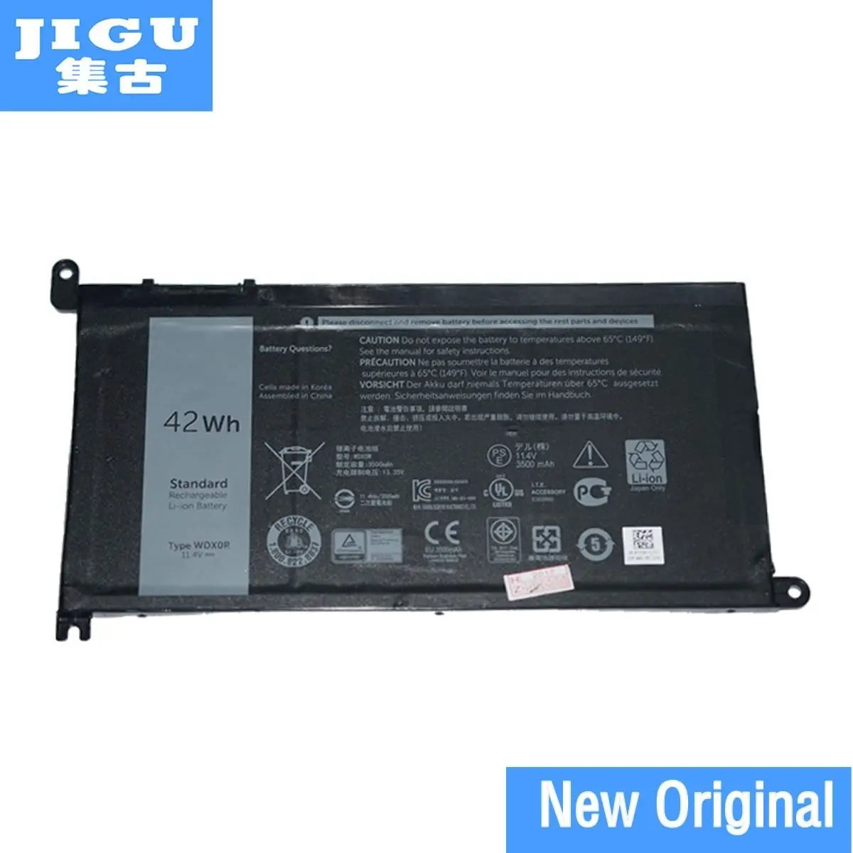 JIGU Original Laptop Battery 3CRH3 WDX0R T2JX4 WDXOR For DELL 15MF PRO-1508T For Inspiron 13 5000 5368 5378