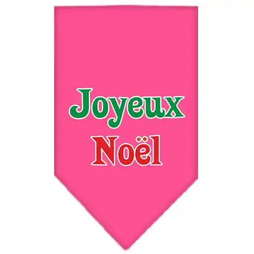 Joyeux-Noel-Screen-Print-Bandana-Bright-Pink-Small-GreatEagleInc-333815360