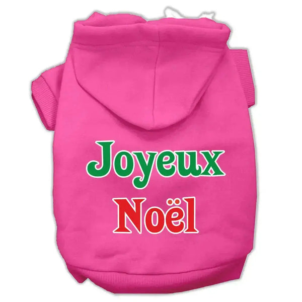 Joyeux-Noel-Screen-Print-Pet-Hoodies-Bright-Pink-S-GreatEagleInc-333968051