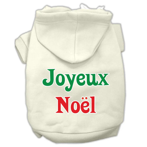 Joyeux Noel Screen Print Pet Hoodies Cream Size Xl Default Title