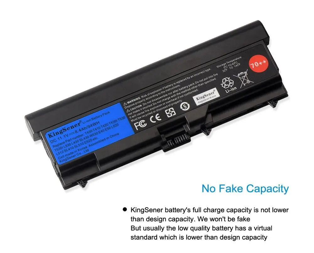 KingSener 11.1V 8400mAh Laptop Battery For Lenovo ThinkPad T430 T430I L430 SL430 SL530 T530 T530I L530 W530 45N1011 45N1010 - GreatEagleInc