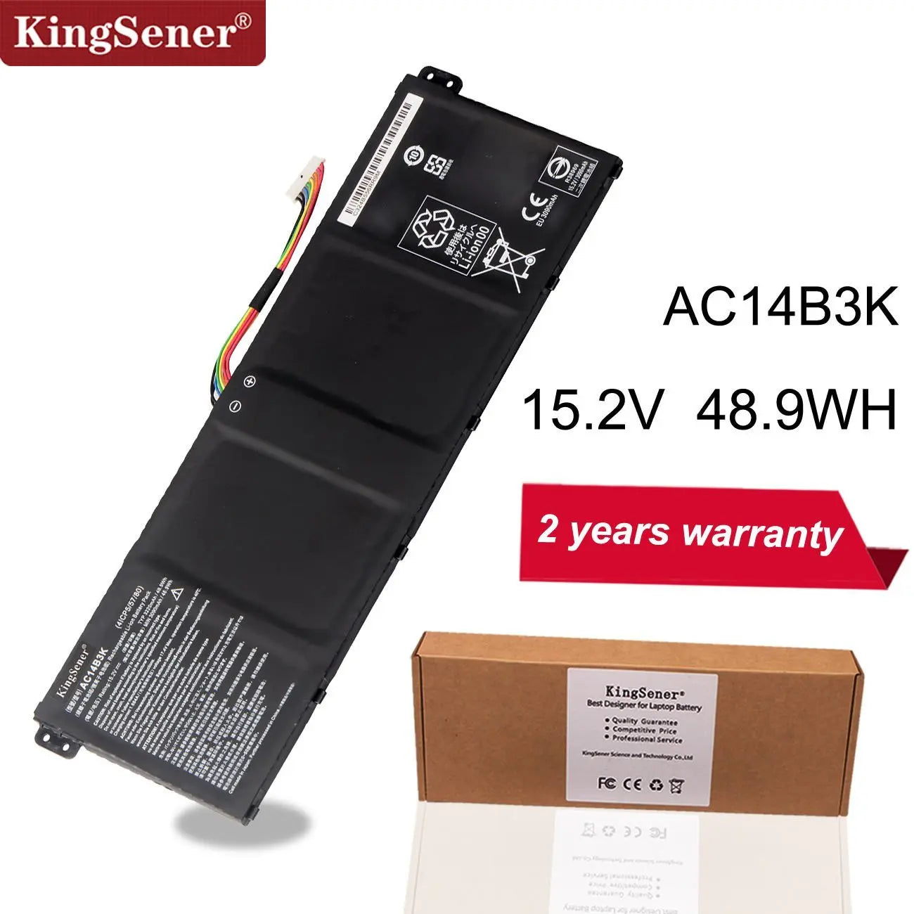 KingSener AC14B3K Laptop Battery For Acer Aspire R5-571T R5-571TG S14 CB3-511 Swift 3 3S F314-51 R 11 R3-131T S14 15.2V 3220mAh - GreatEagleInc