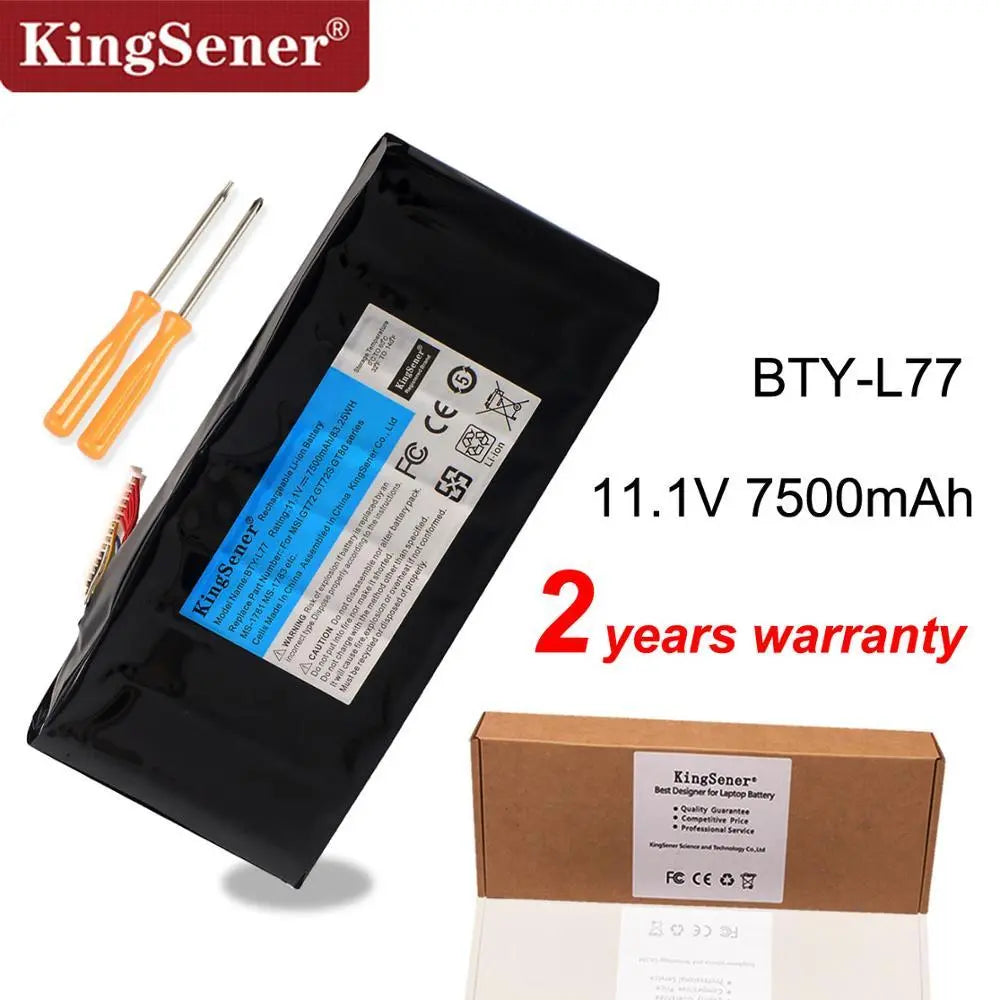 KingSener BTY-L77 Laptop Battery For MSI GT72 2QD GT72S 6QF GT72VR WT72 MS-1781 MS-1782 MS-1783 2PE-022CN 2QD-1019XCN 2QD-292XCN - GreatEagleInc