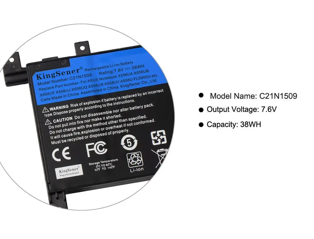 KingSener C21N1509 Laptop battery for ASUS X556UA X556UB X556UF X556UJ X556UR X556UV A556U F556UA K556U K556UA K556UV FL5900U - GreatEagleInc