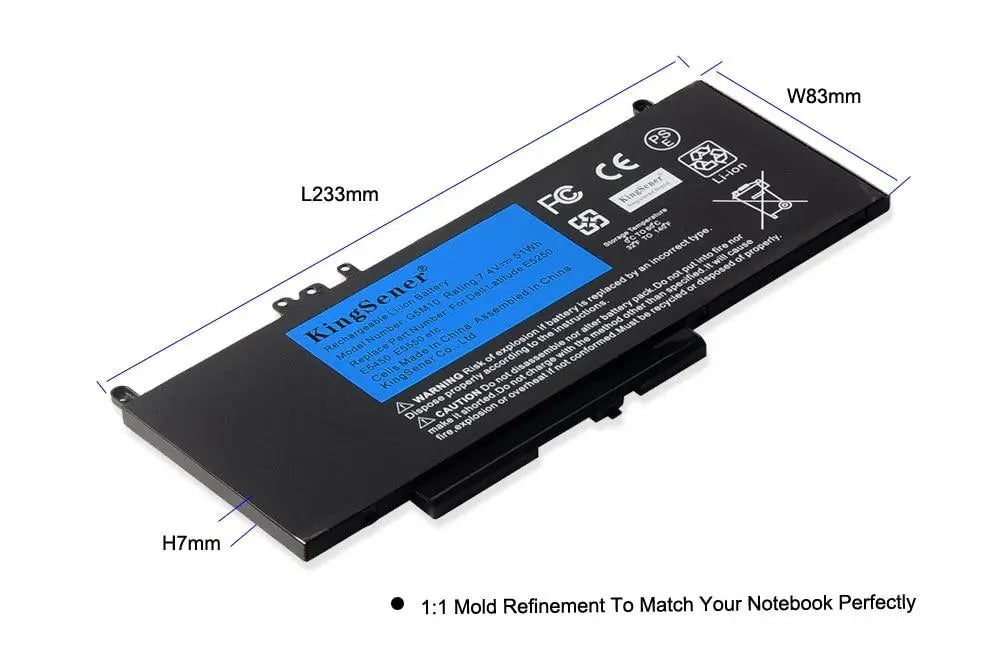 KingSener G5M10 Laptop battery For DELL Latitude E5250 E5450 E5550 8V5GX R9XM9 WYJC2 1KY05 7.4V 51WH Free Tool - GreatEagleInc