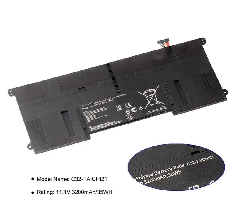 KingSener New C32-TAICHI21 Laptop Battery for ASUS Ultrabook TAICHI21 TAICHI 21 C32-TAICHI21 11.1V 3200mAh Free 2 Years Warranty - GreatEagleInc