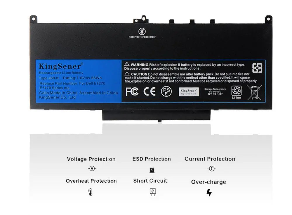 KingSener New J60J5 Replacement Laptop Battery For Dell Latitude E7270 E7470 J60J5 R1V85 MC34Y 242WD 7.6V 55Wh - GreatEagleInc