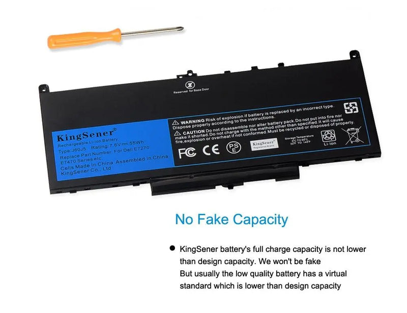 KingSener New J60J5 Replacement Laptop Battery For Dell Latitude E7270 E7470 J60J5 R1V85 MC34Y 242WD 7.6V 55Wh - GreatEagleInc