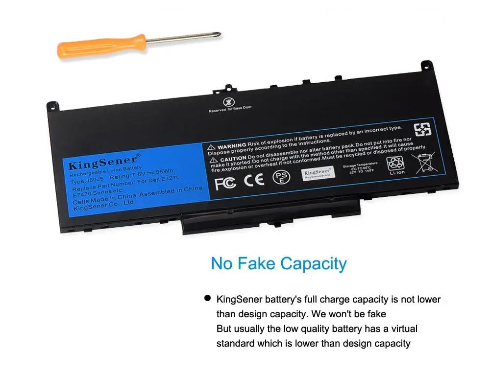 KingSener New J60J5 Replacement Laptop Battery For Dell Latitude E7270 E7470 J60J5 R1V85 MC34Y 242WD 7.6V 55Wh - GreatEagleInc