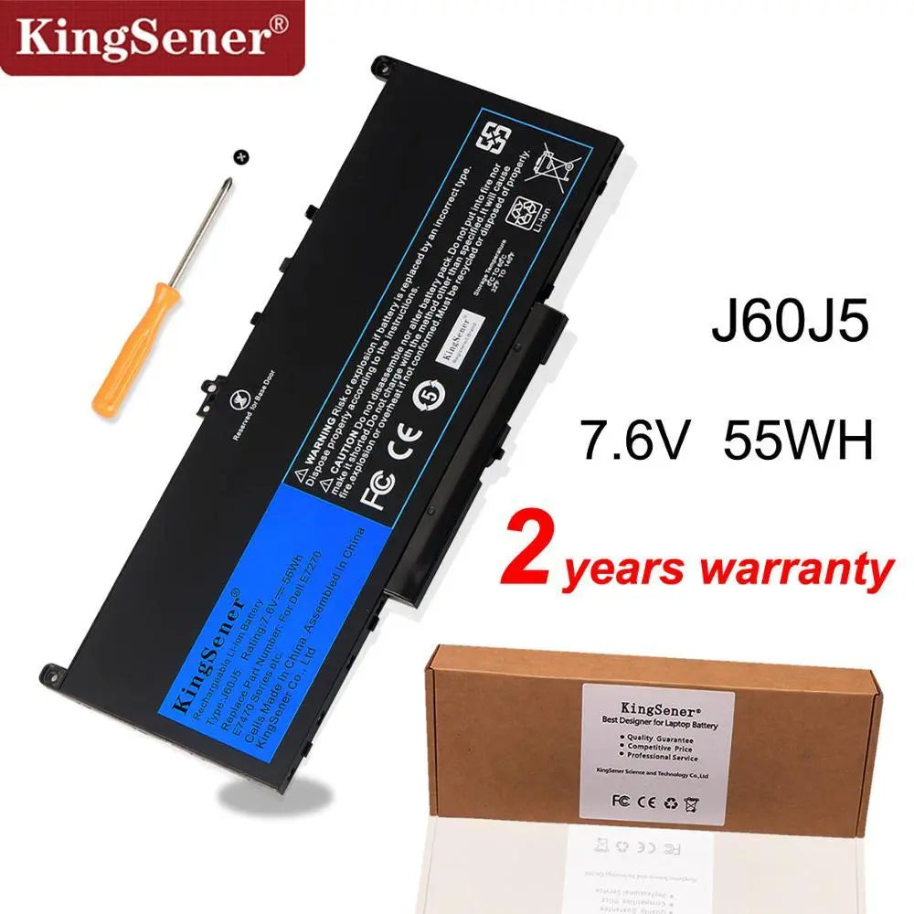 KingSener New J60J5 Replacement Laptop Battery For Dell Latitude E7270 E7470 J60J5 R1V85 MC34Y 242WD 7.6V 55Wh - GreatEagleInc