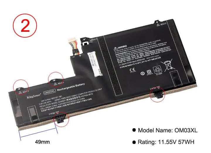 KingSener OM03XL Laptop Battery For HP Elitebook x360 1030 G2 Series HSTNN-IB7O HSTNN-IB70 HSN-I04C 863167-171 863167-1B1 - GreatEagleInc