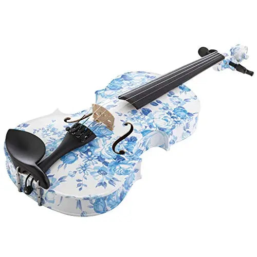 Kinglos 4/4 Elegant Colored Ebony Fitted Solid Wood Violin Kit with Case, Shoulder Rest, Bow, Rosin, Manual, Extra Bridge and Strings Full Size