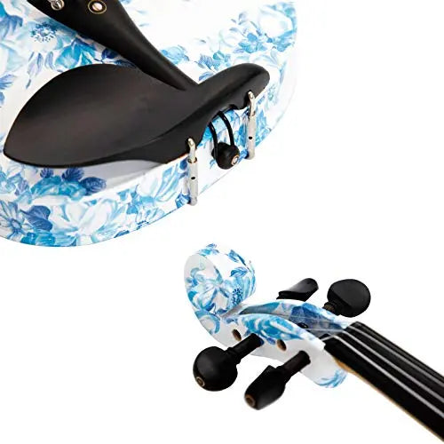 Kinglos 4/4 Elegant Colored Ebony Fitted Solid Wood Violin Kit with Case, Shoulder Rest, Bow, Rosin, Manual, Extra Bridge and Strings Full Size