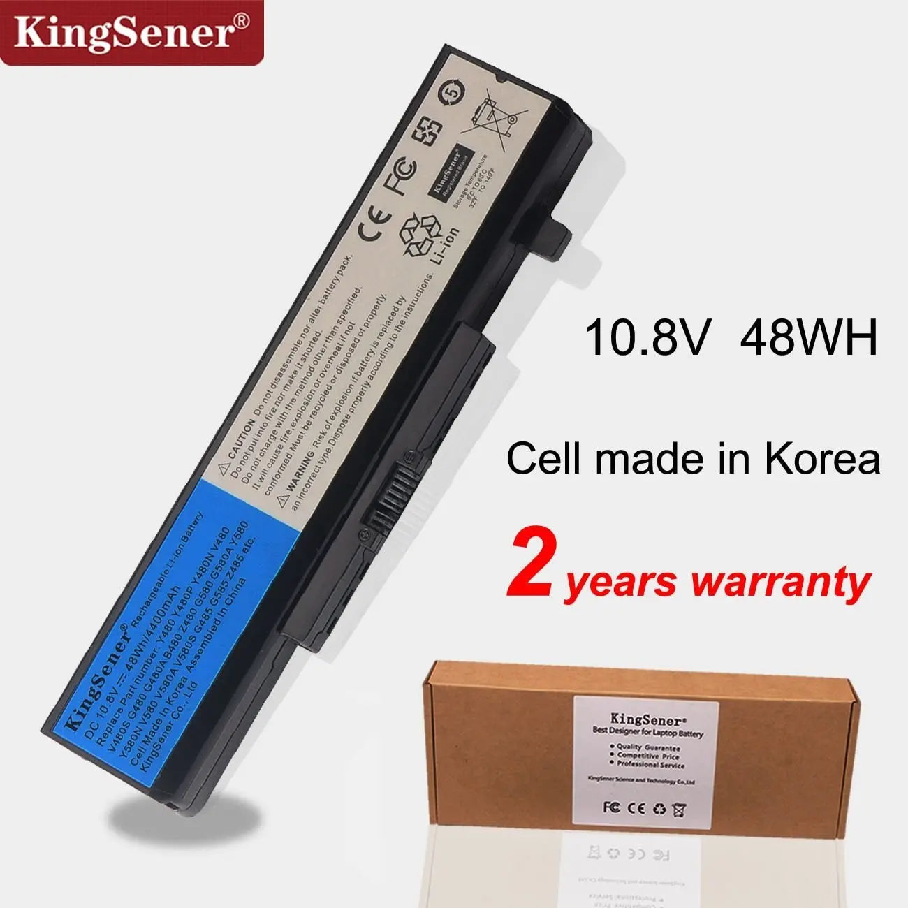 Kingsener 6 Cells Laptop Battery for Lenovo IdeaPad Y480 Y580 G480 G580 G580AM Z380AM Z480 Z580 Z585 V480 V580 L11S6Y01 L11L6Y01 - GreatEagleInc