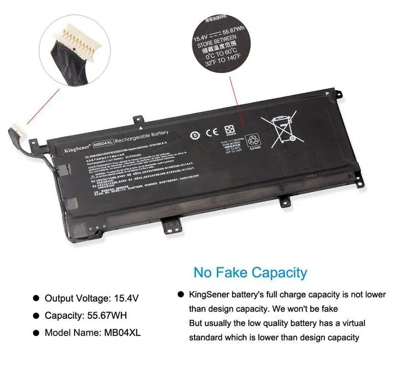 Kingsener MB04XL HSTNN-UB6X TPN-W119 Laptop Battery For HP Envy X360 Series 15-AQ103NO 15-AR000ND 15-AQ002NX 15.4V 55.67WH - GreatEagleInc