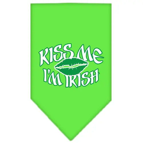 Kiss Me I'm Irish Screen Print Bandana Lime Green Small Default Title