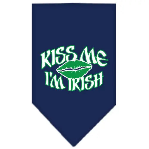 Kiss Me I'm Irish Screen Print Bandana Navy Blue Large Default Title