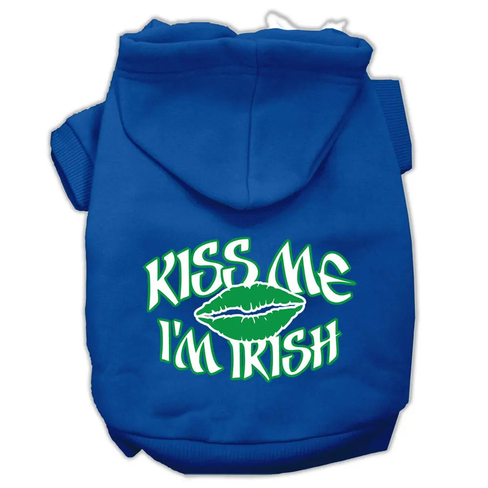 Kiss Me I'm Irish Screen Print Pet Hoodies Blue Size Med Default Title
