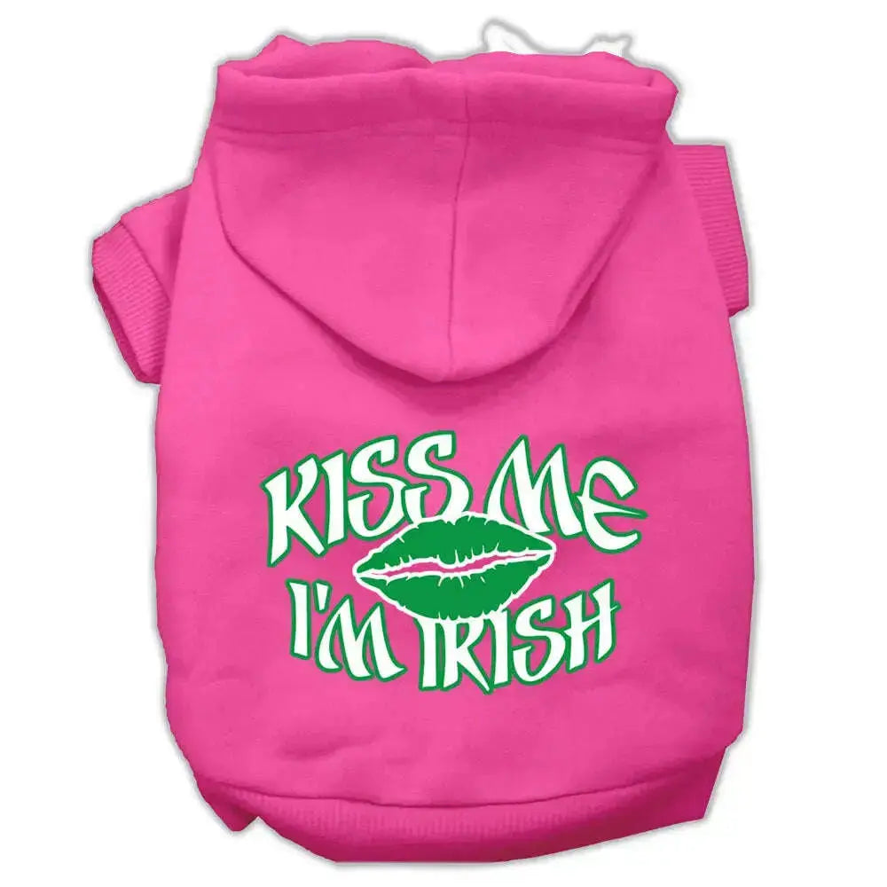 Kiss-Me-I_m-Irish-Screen-Print-Pet-Hoodies-Bright-Pink-Size-Lg-GreatEagleInc-319692361