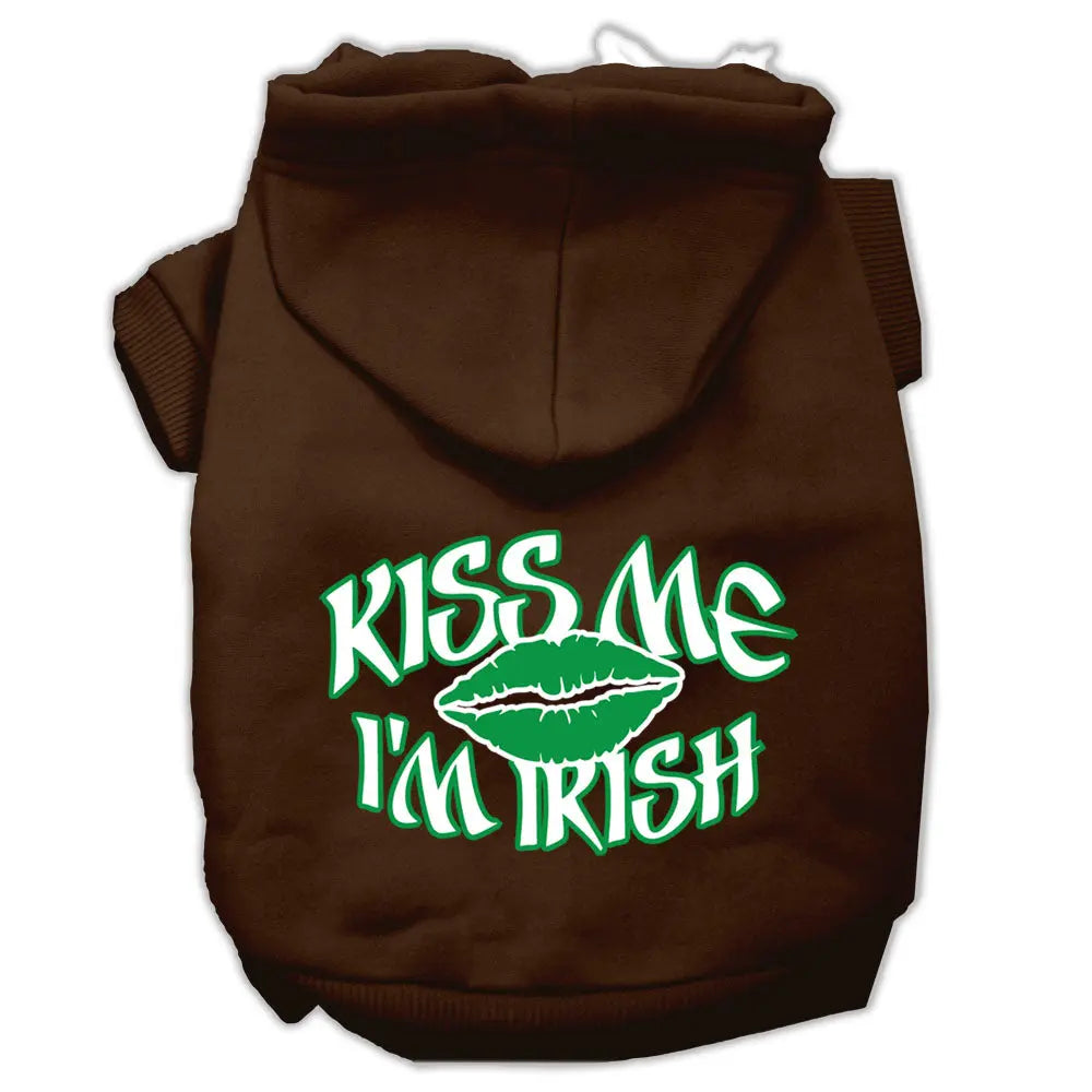 Kiss Me I'm Irish Screen Print Pet Hoodies Brown Size Xs Default Title