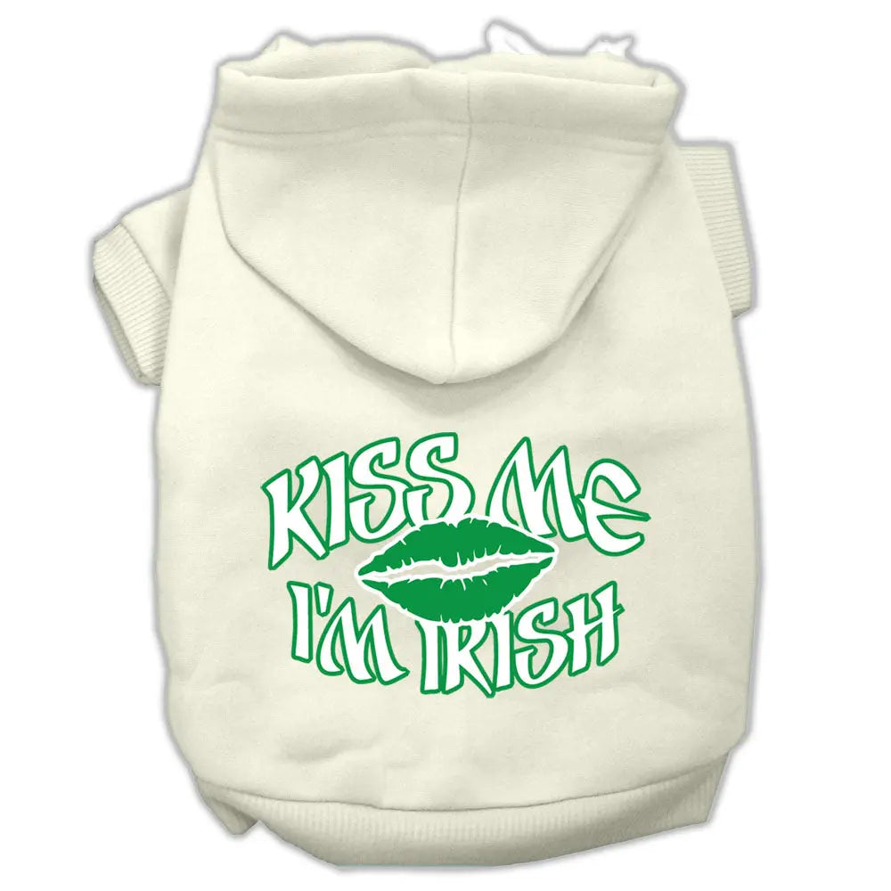 Kiss Me I'm Irish Screen Print Pet Hoodies Cream Size Xs Default Title