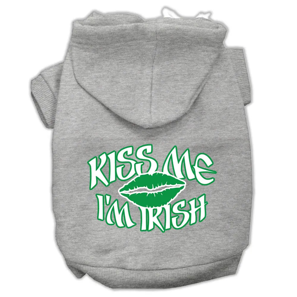 Kiss Me I'm Irish Screen Print Pet Hoodies Grey Size Xl Default Title