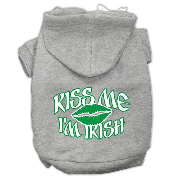 Kiss Me I'm Irish Screen Print Pet Hoodies Grey Size Xl Default Title