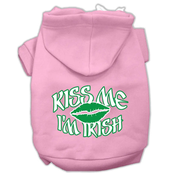 Kiss Me I'm Irish Screen Print Pet Hoodies Light Pink Size Xl Default Title