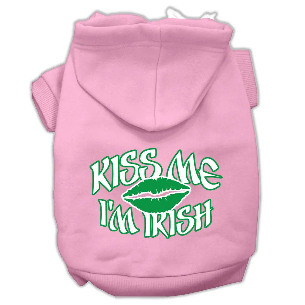 Kiss Me I'm Irish Screen Print Pet Hoodies Light Pink Size Xs Default Title