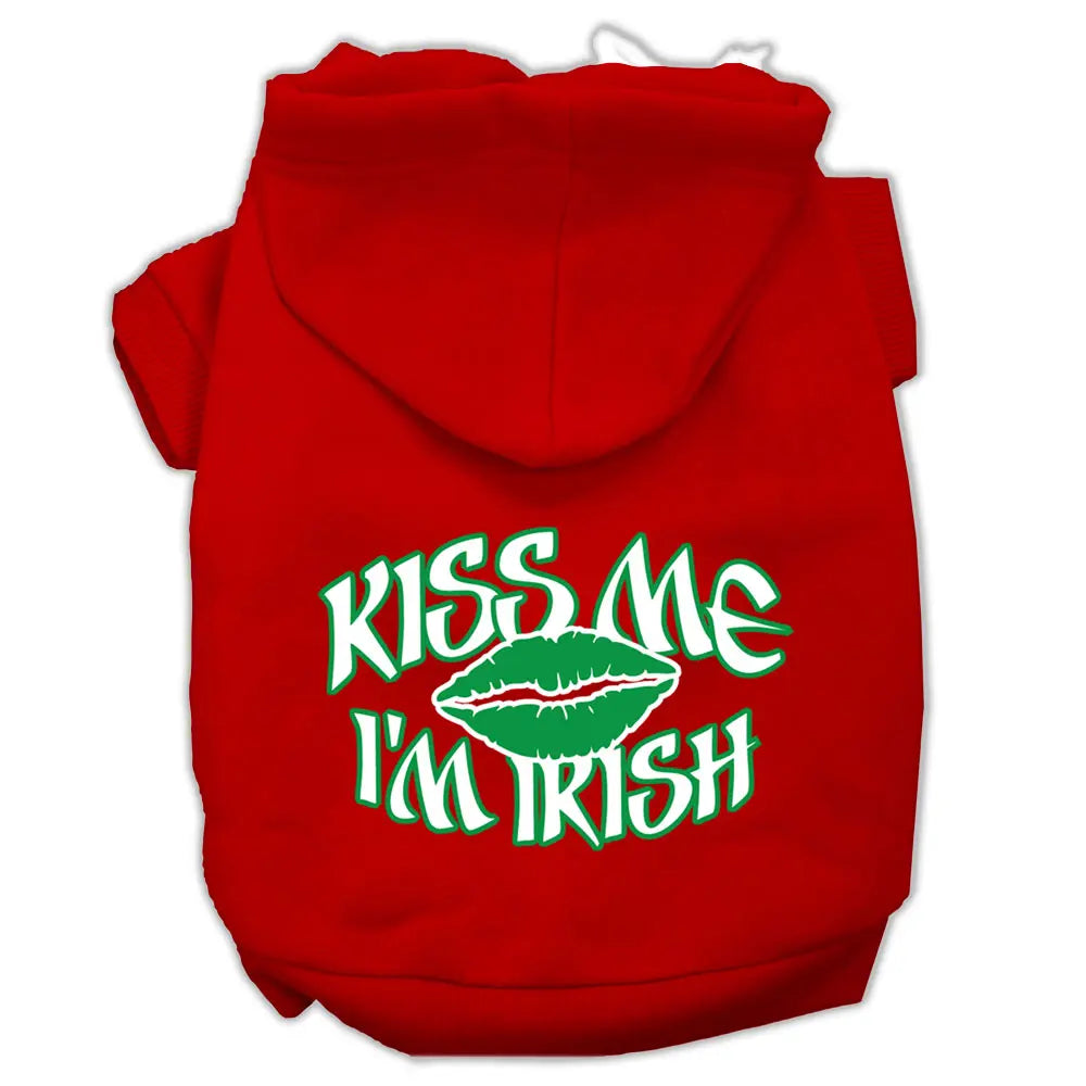 Kiss Me I'm Irish Screen Print Pet Hoodies Red Size Lg Default Title