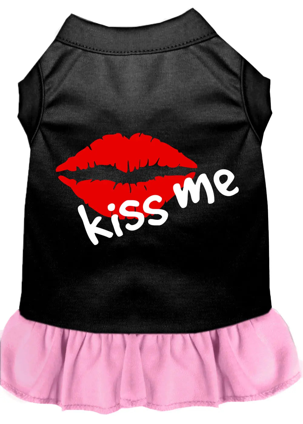 Kiss Me Screen Print Dog Dress Black With Light Pink Lg Default Title