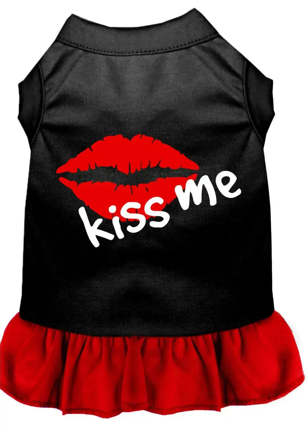 Kiss-Me-Screen-Print-Dog-Dress-Black-With-Red-Med-GreatEagleInc-318620492