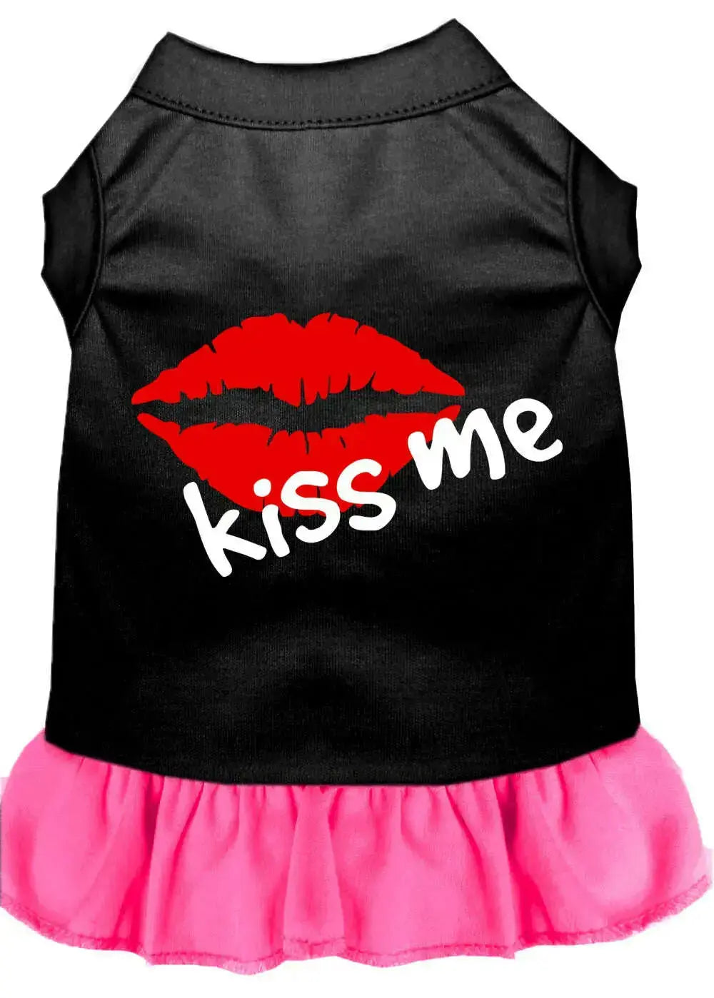 Kiss-Me-Screen-Print-Dress-Black-With-Bright-Pink-Med-GreatEagleInc-319251256
