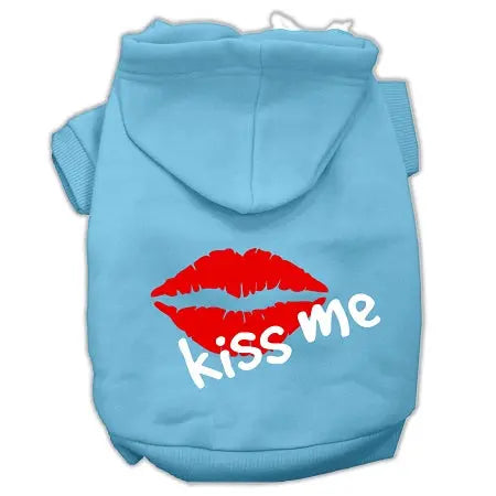 Kiss Me Screen Print Pet Hoodies Baby Blue Size Xs Default Title