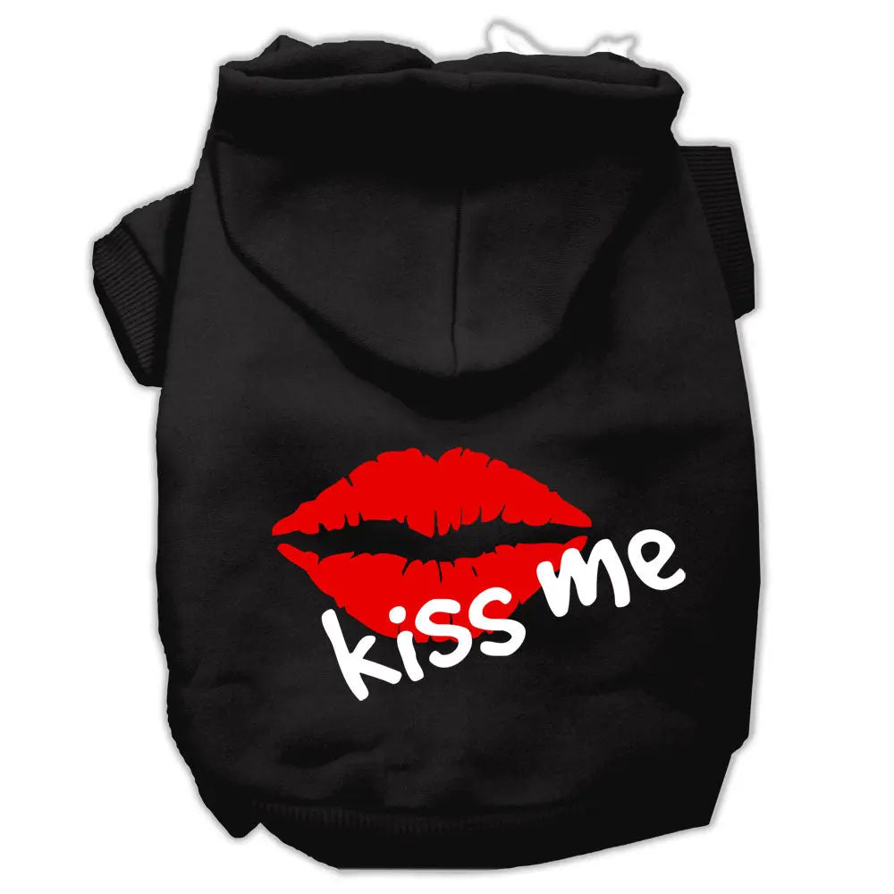 Kiss Me Screen Print Pet Hoodies Black Size Lg Default Title