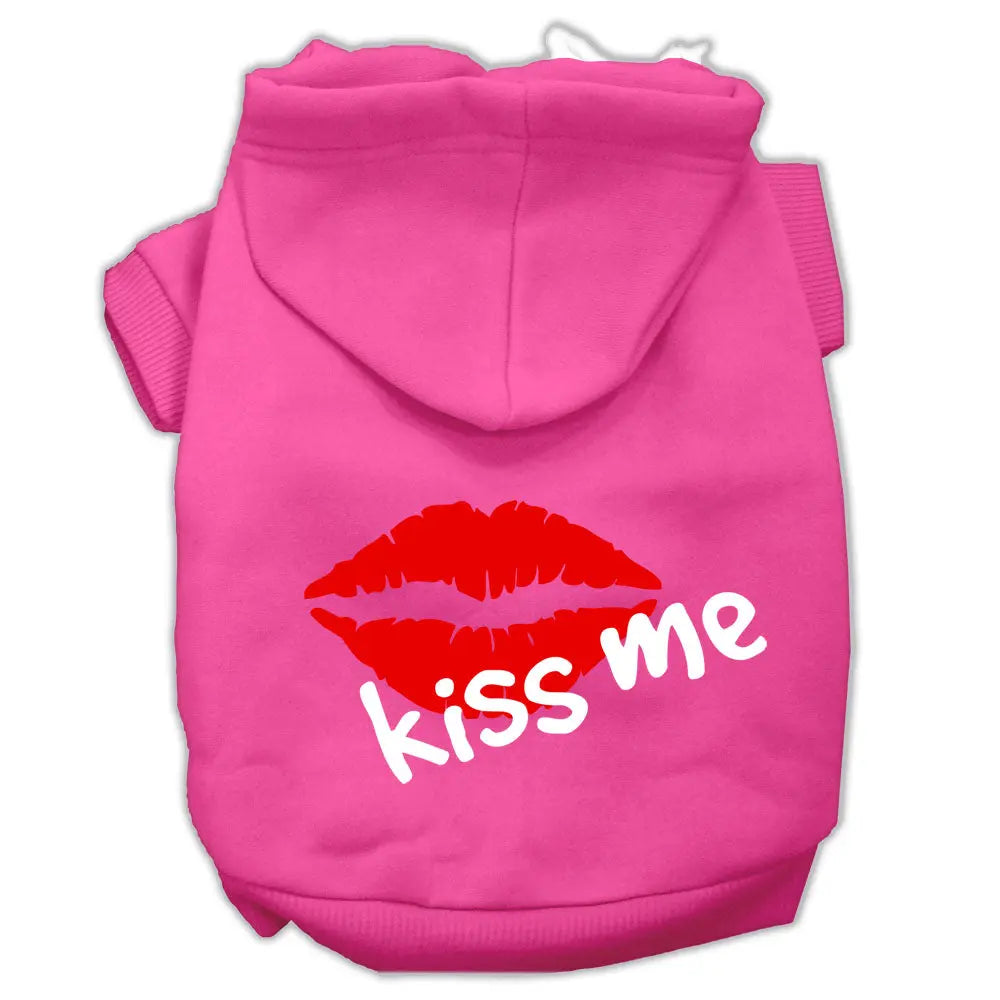 Kiss Me Screen Print Pet Hoodies Bright Pink Size Lg Default Title