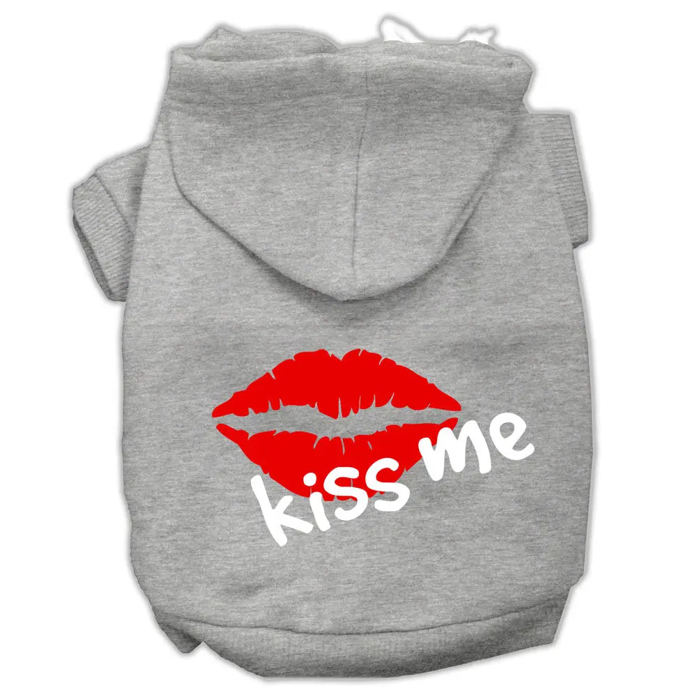 Kiss Me Screen Print Pet Hoodies Grey Size Med Default Title