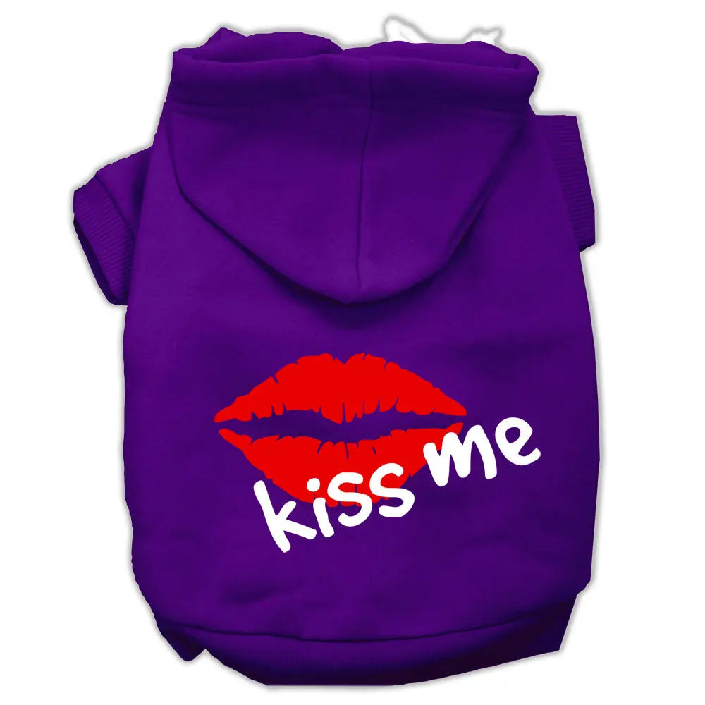 Kiss Me Screen Print Pet Hoodies Purple Size Lg Default Title