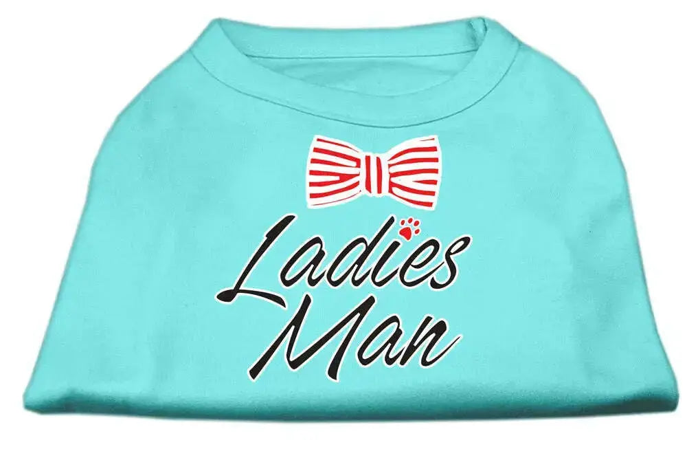 Ladies-Man-Screen-Print-Dog-Shirt-Aqua-Med-GreatEagleInc-334273767