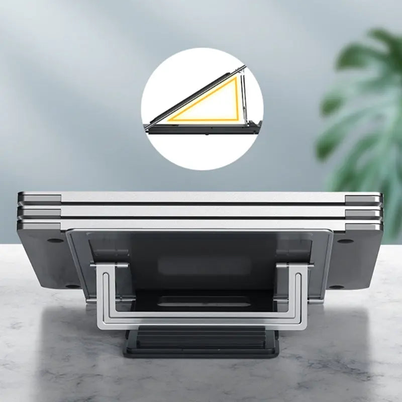 Laptop Stand Portable Folding 4-Speed Adjustable Ultra-Thin one-Piece Stand (Silver/White) tablet stands and holders adjustable