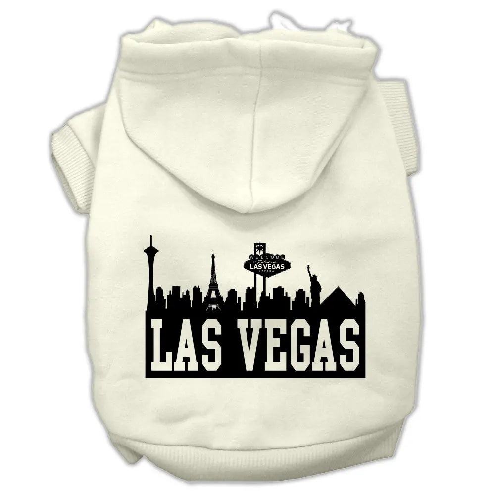 Las Vegas Skyline Screen Print Pet Hoodies Cream Size Sm Default Title