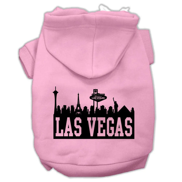 Las Vegas Skyline Screen Print Pet Hoodies Light Pink Size Xl Default Title