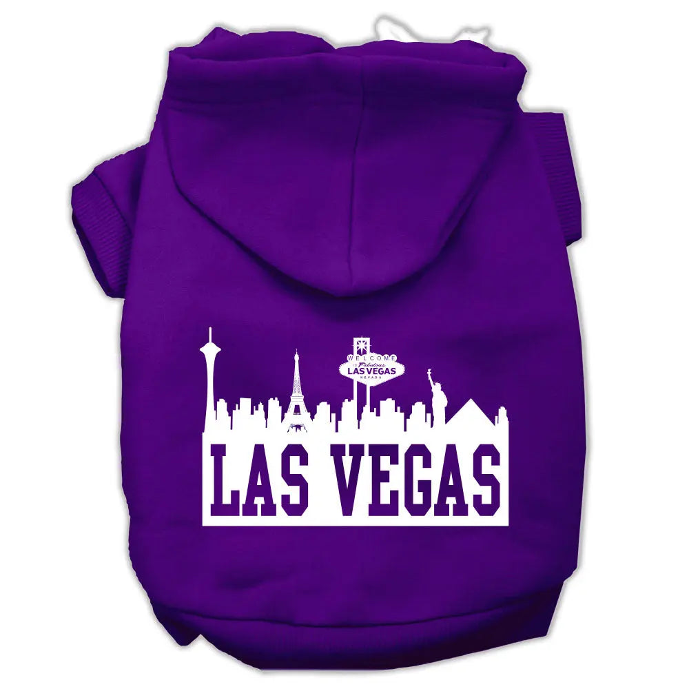 Las Vegas Skyline Screen Print Pet Hoodies Purple Size Lg Default Title
