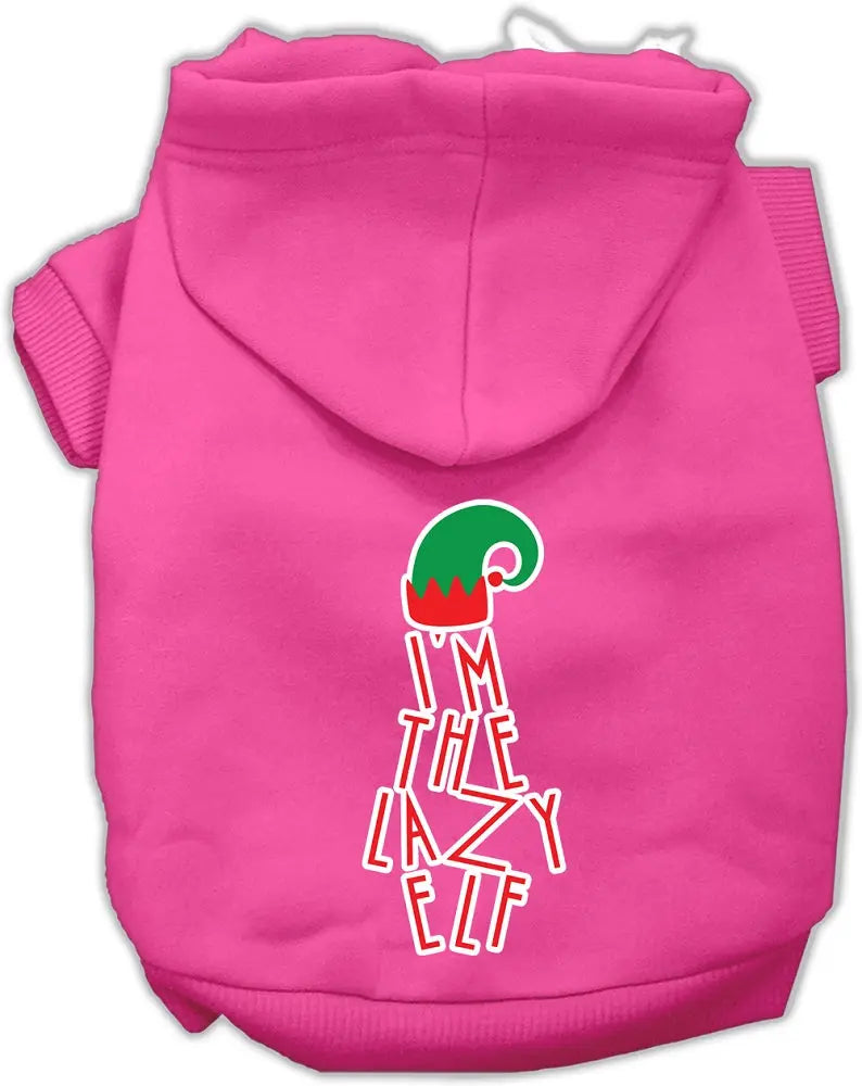 Lazy Elf Screen Print Pet Hoodie Bright Pink Xl Default Title