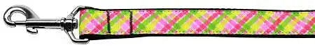 Lemondrop-Plaid-Nylon-Dog-Leash-5-8-Inch-Wide-4ft-Long-GreatEagleInc-318927274