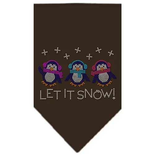 Let It Snow Penguins Rhinestone Bandana Cocoa Large Default Title
