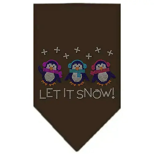 Let-It-Snow-Penguins-Rhinestone-Bandana-Cocoa-Small-GreatEagleInc-319041963