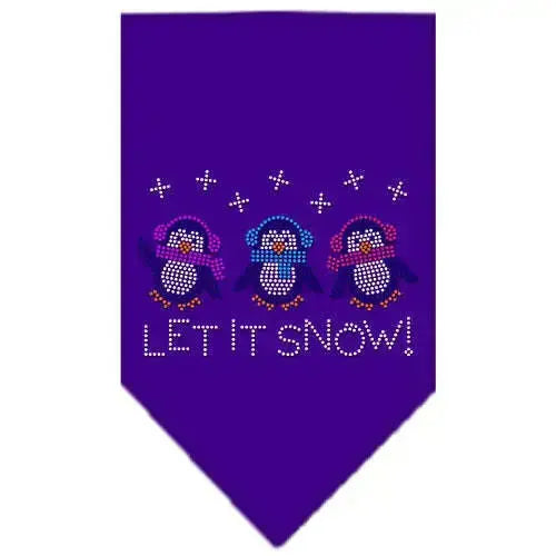 Let-It-Snow-Penguins-Rhinestone-Bandana-Purple-Large-GreatEagleInc-319042128