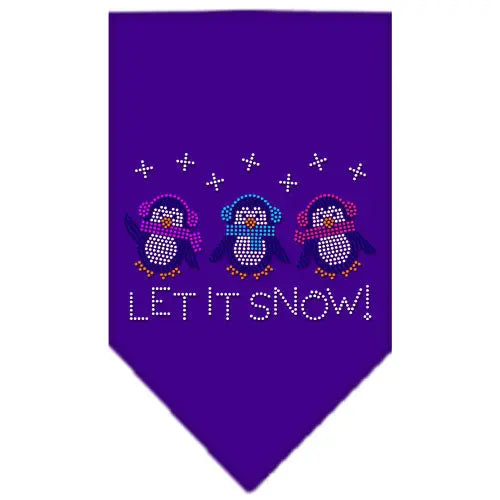 Let It Snow Penguins Rhinestone Bandana Purple Large Default Title