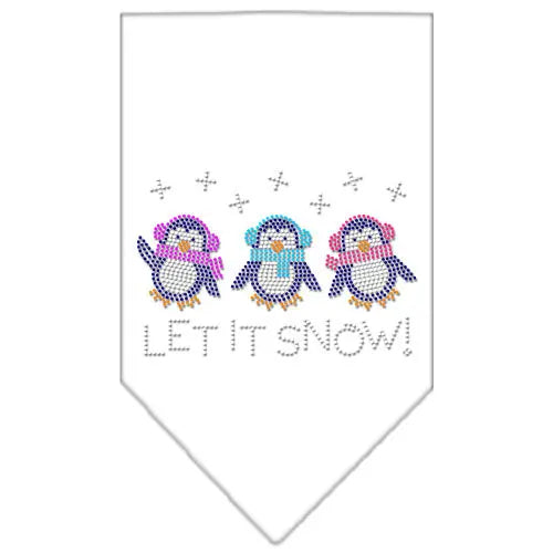 Let It Snow Penguins Rhinestone Bandana White Small Default Title